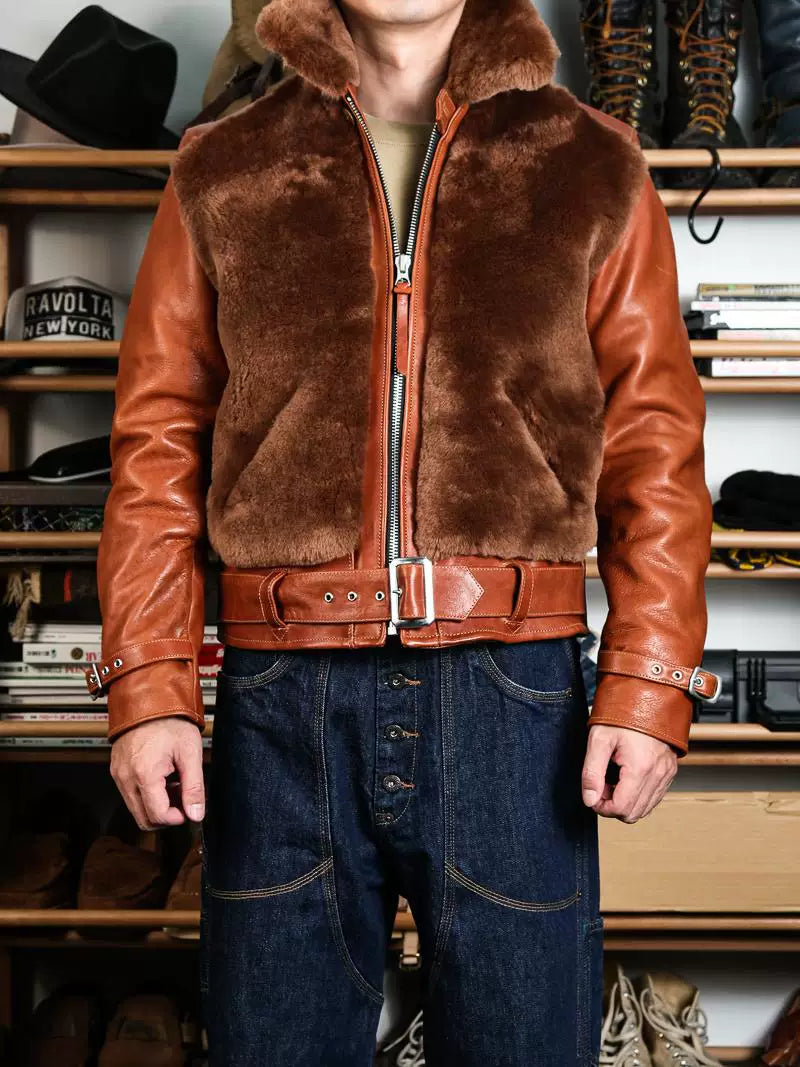 GRIZZLY JACKET マウンテンファージャケット メリノウールファー ハバナ 1930s ホースハイド