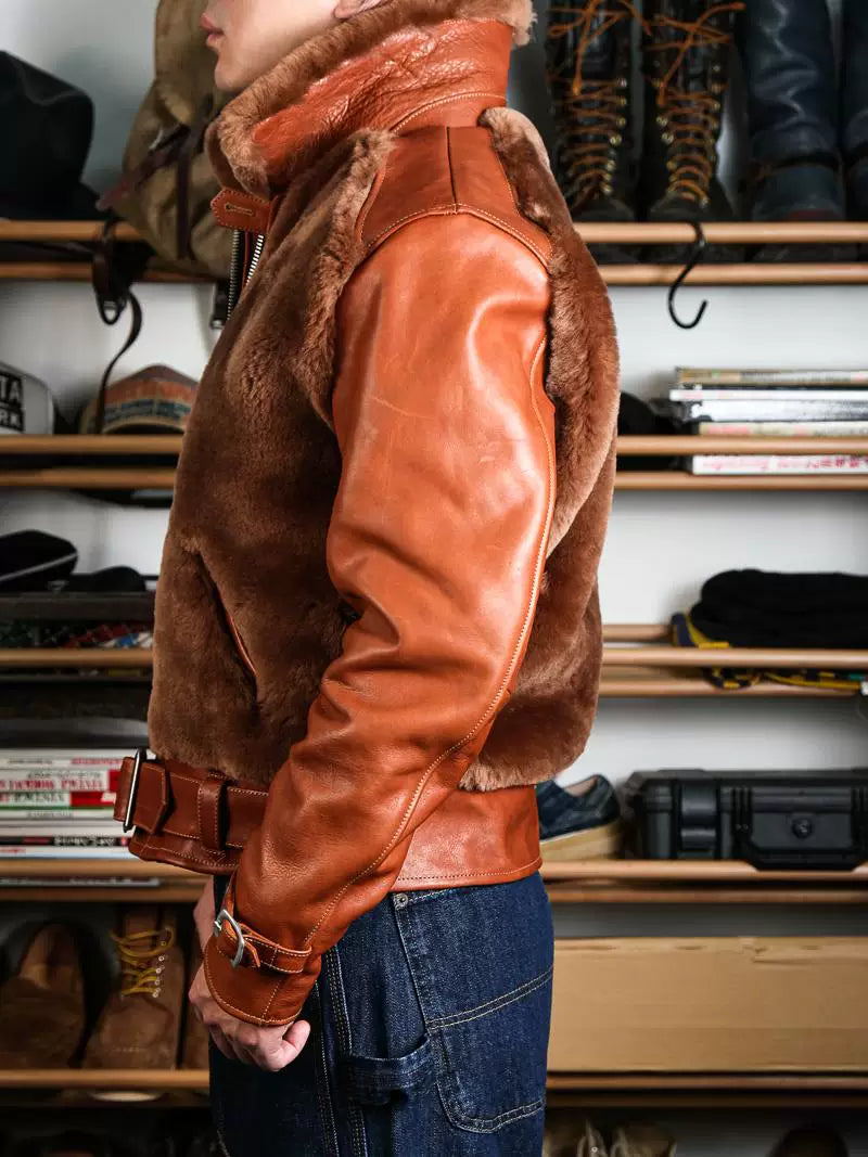 GRIZZLY JACKET マウンテンファージャケット メリノウールファー ハバナ 1930s ホースハイド