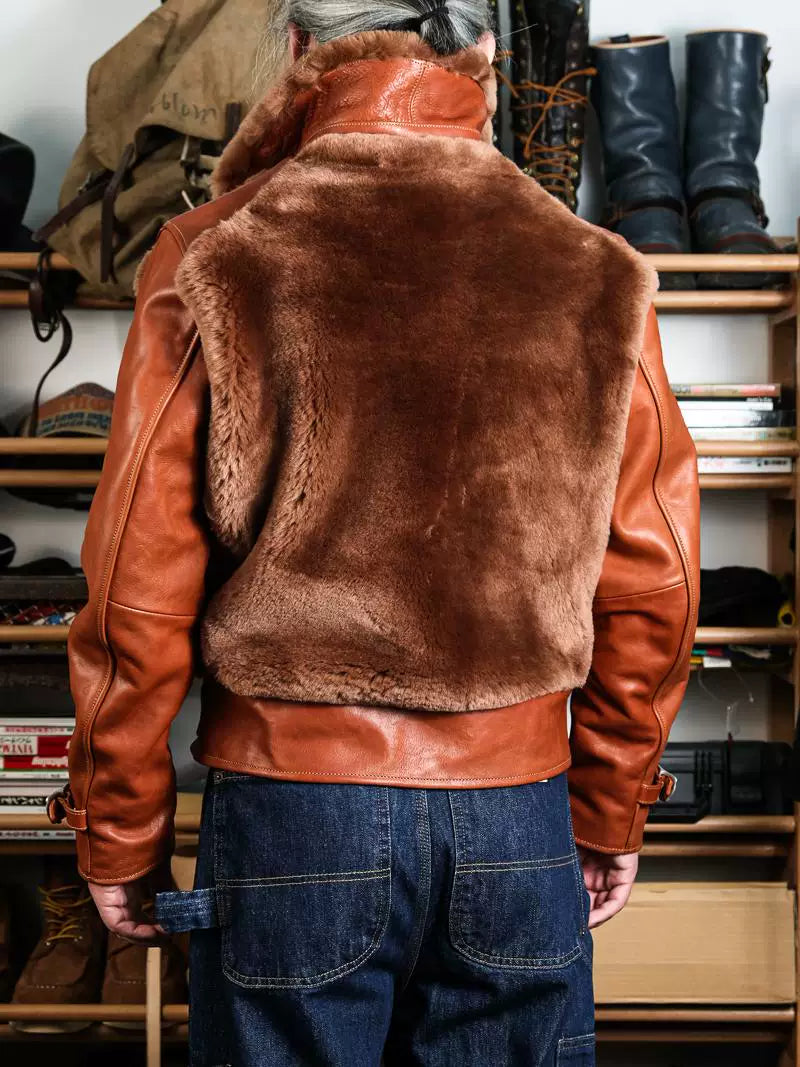 GRIZZLY JACKET マウンテンファージャケット メリノウールファー ハバナ 1930s ホースハイド