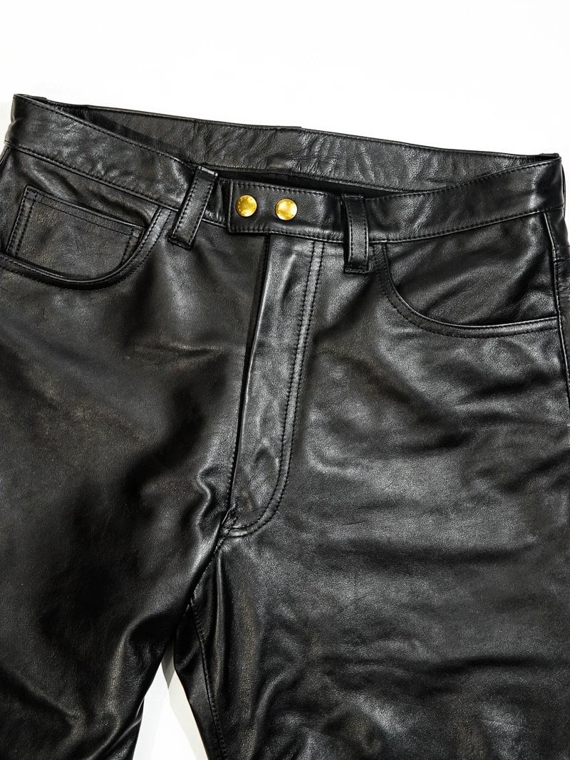 Riders Trousers — Classic Five Pocket, Straight Fit, Black Calfskin