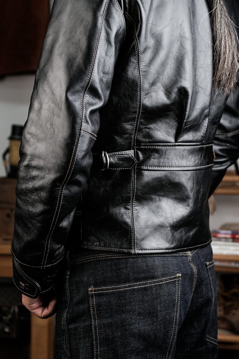 1930s Half-Belt Leather Jacket — Vintage Finish, Horsehide