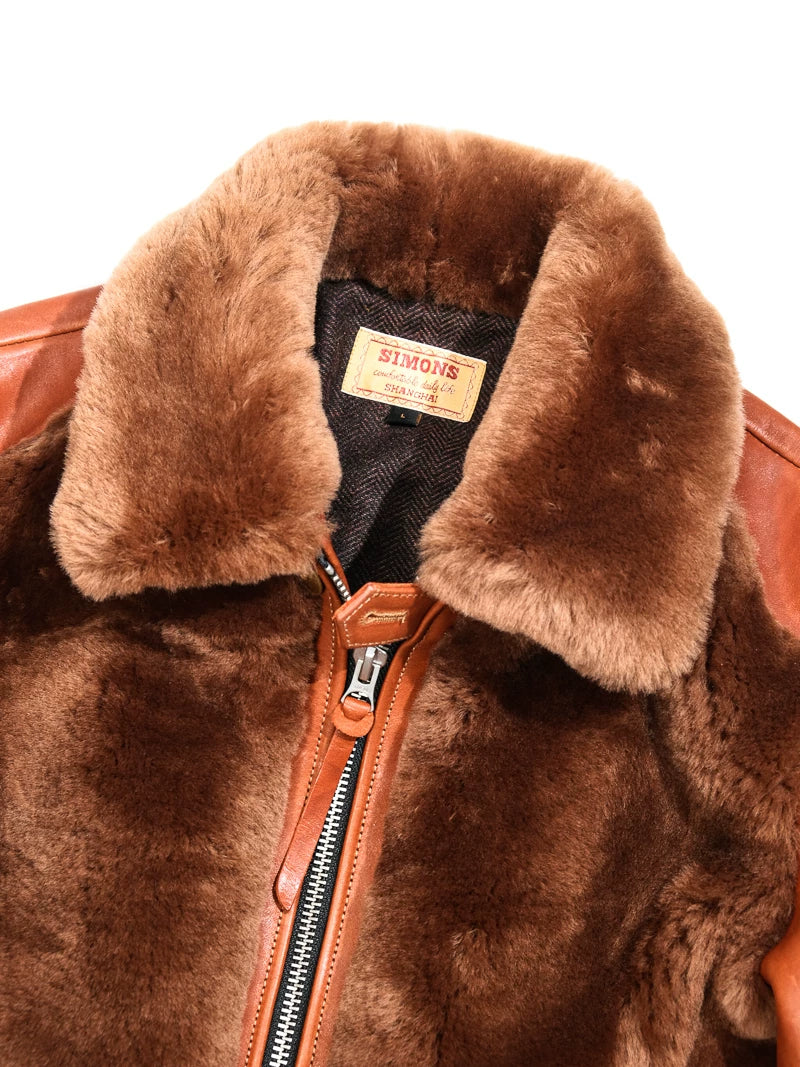 GRIZZLY JACKET マウンテンファージャケット メリノウールファー ハバナ 1930s ホースハイド