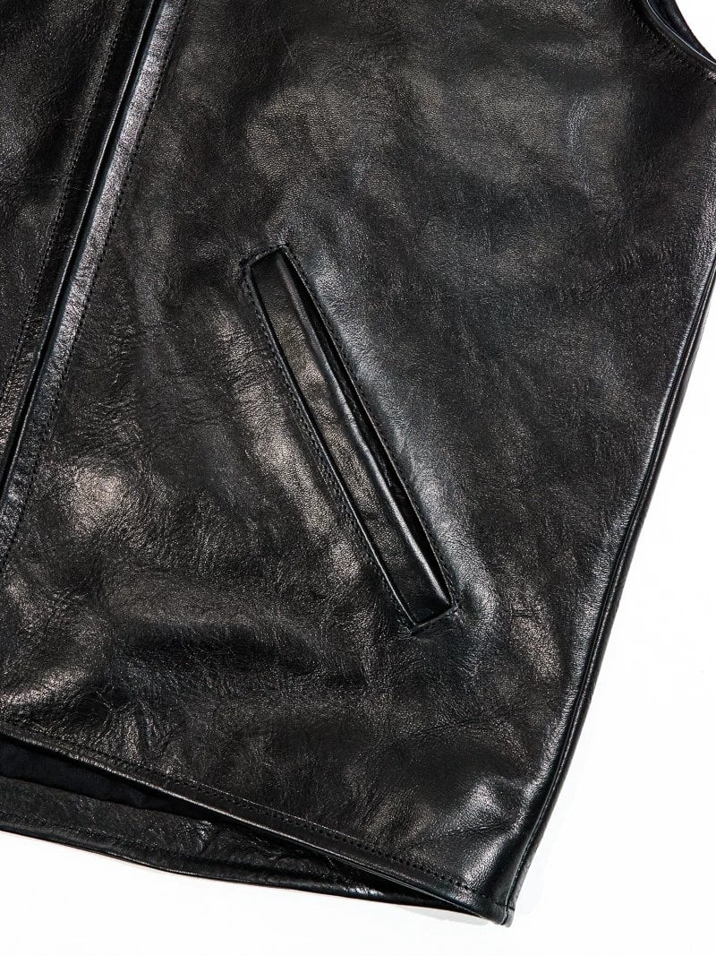 Night Riders Vest — Black, 1940s Horsehide