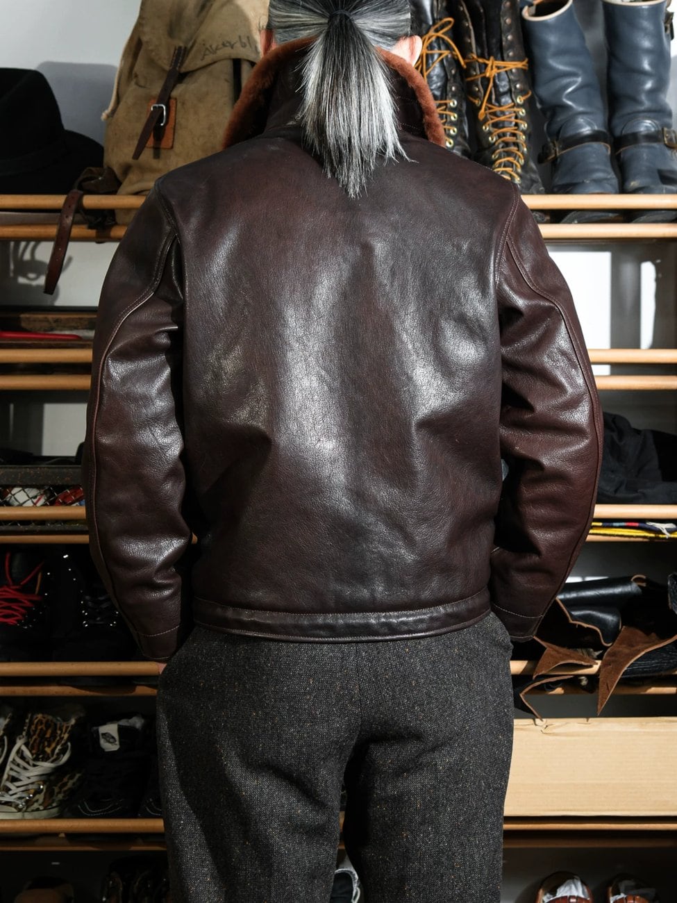 N-1 All-Leather Deck Jacket — Shearling Collar, Sheepskin