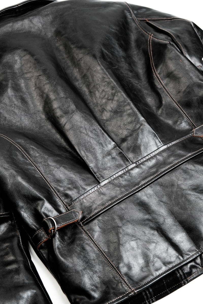 1930s Half-Belt Leather Jacket — Vintage Finish, Horsehide