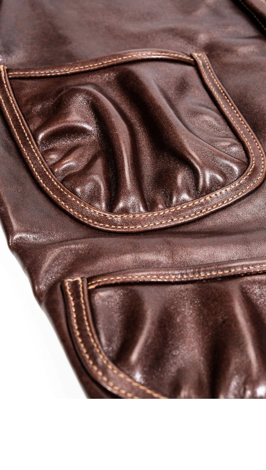 Four-Pocket Leather Vest — Houndstooth, Oil-Wax Horsehide