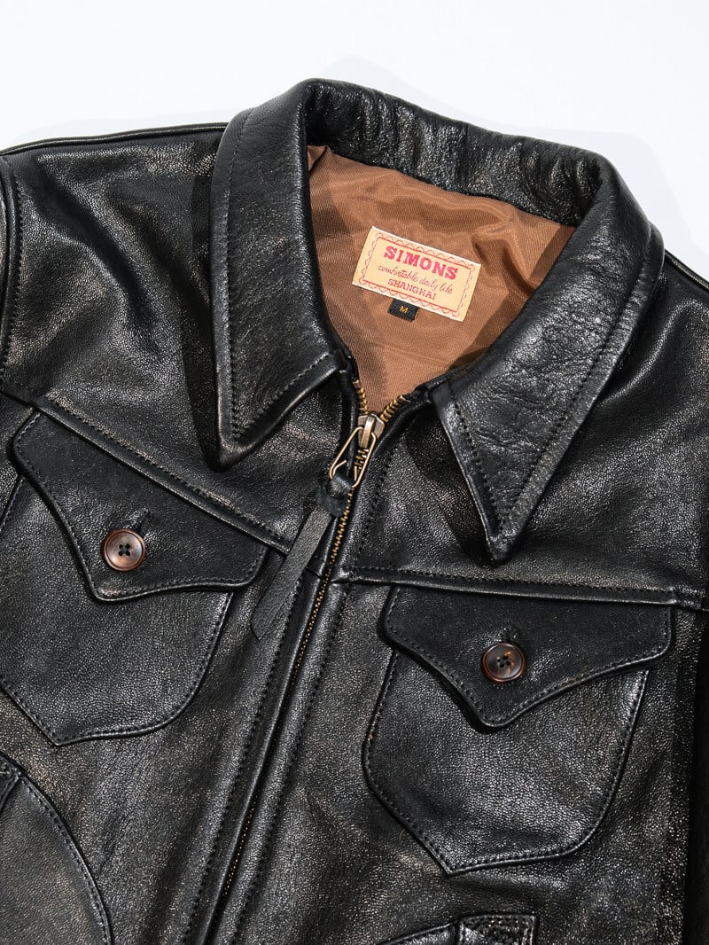 MENDOZA Vintage Grain Single Riders — Black Goatskin