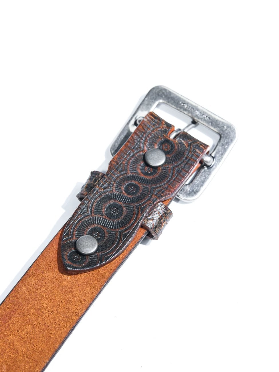 Western Jewelled Leather Belt — 40s, Dark Brown Cowhide
