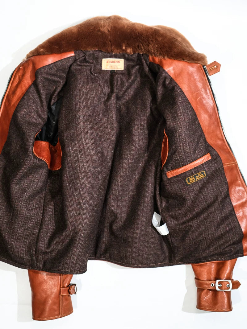 GRIZZLY JACKET マウンテンファージャケット メリノウールファー ハバナ 1930s ホースハイド