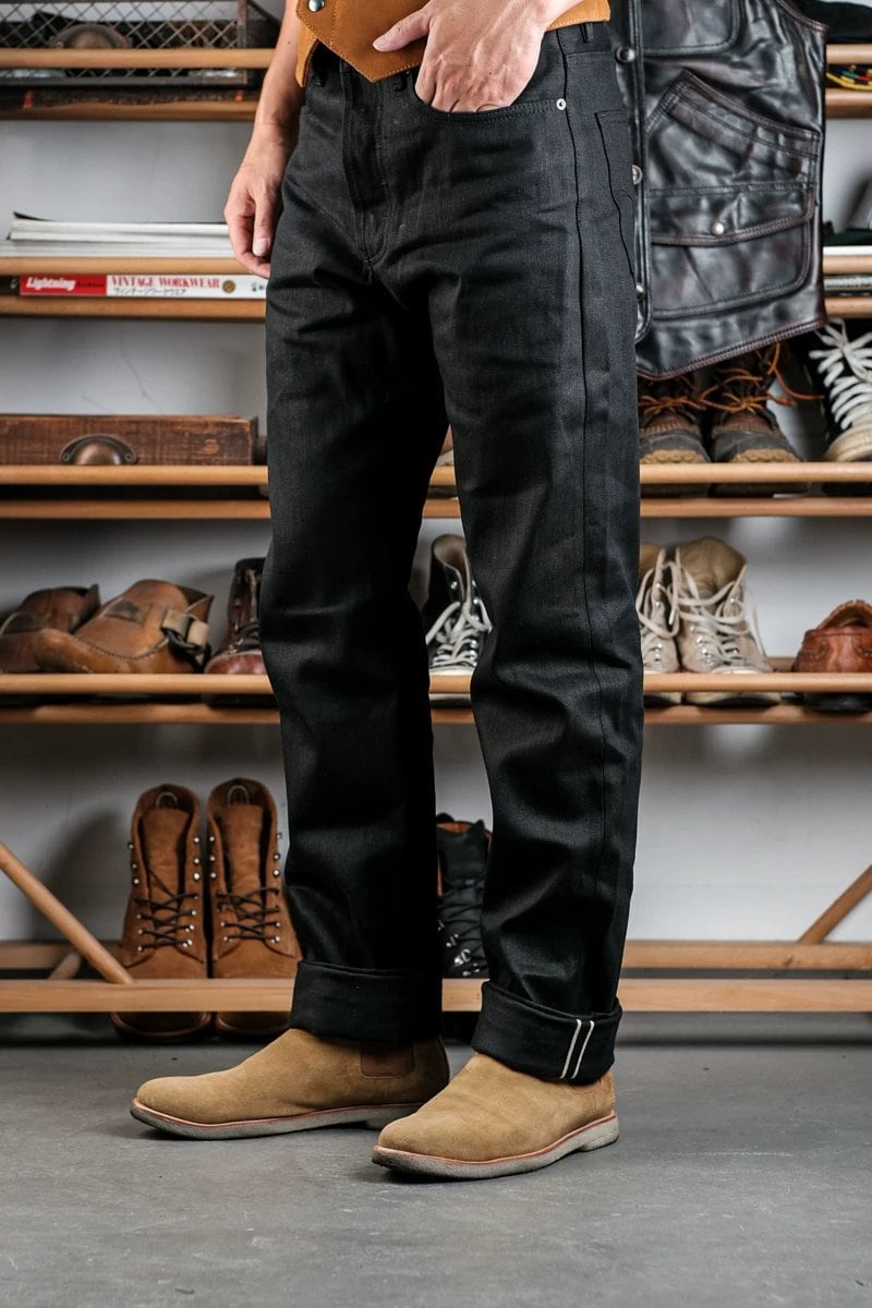 セルビッジデニム 14oz スリムテーパード ブラック デニム