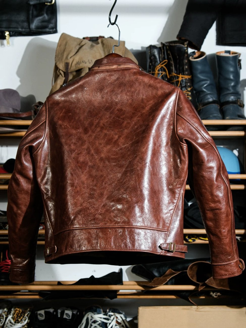 Shawl Collar Cossack Jacket — Light Brown, 1930s Horsehide