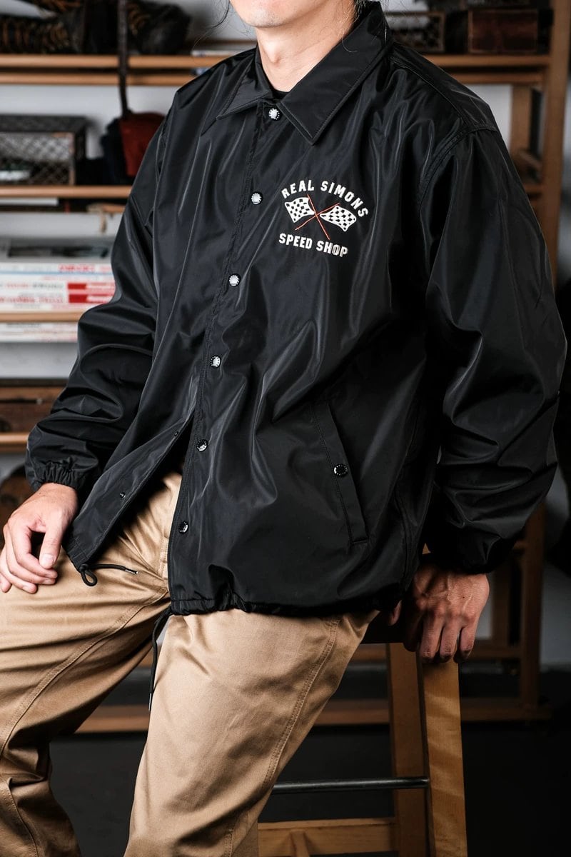 Coach Jacket — Riding, Waterproof, Black Nylon