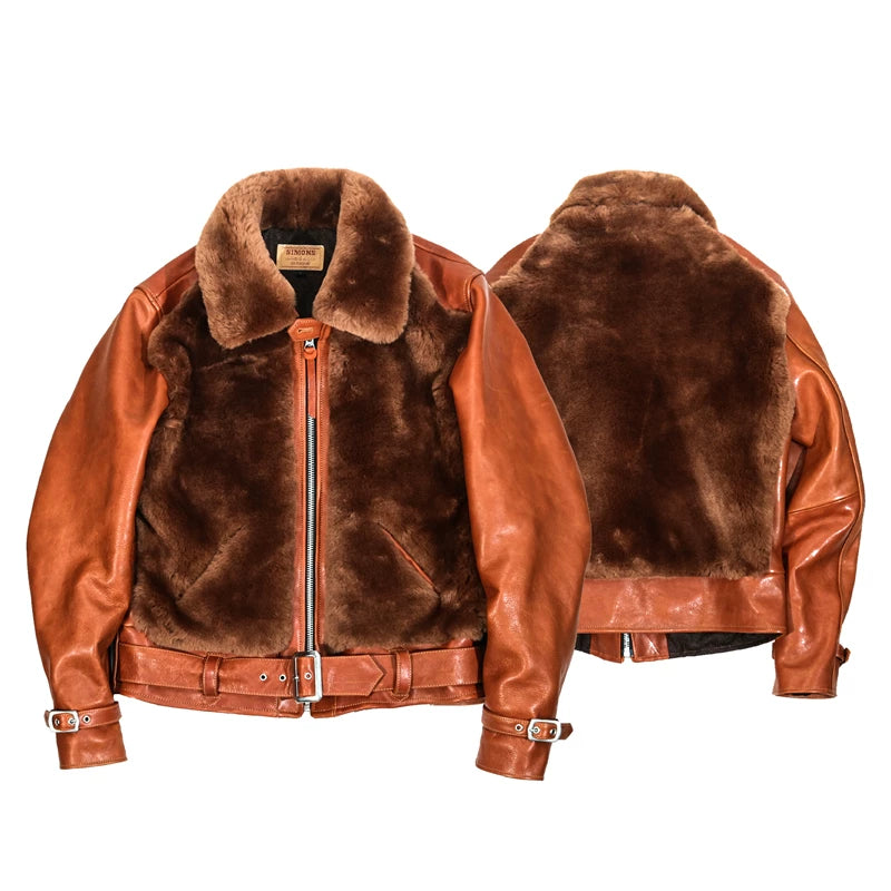 GRIZZLY JACKET マウンテンファージャケット メリノウールファー ハバナ 1930s ホースハイド