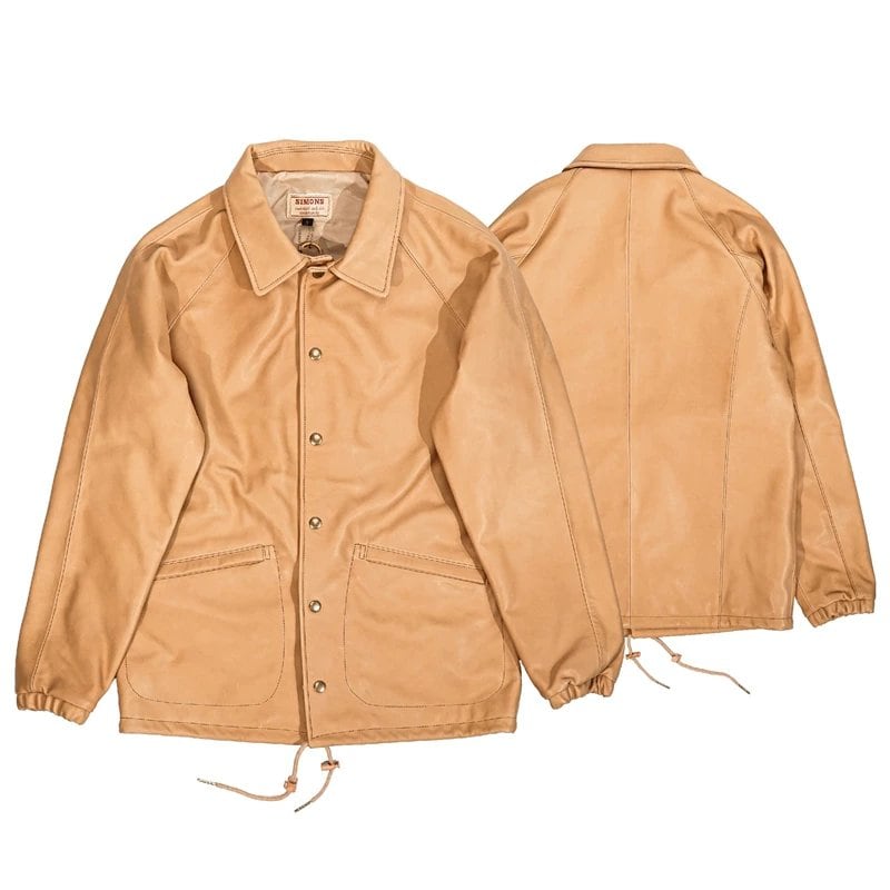 Leather Coach Jacket — Natural, 1970s, Water-Dyed Wax Calfskin