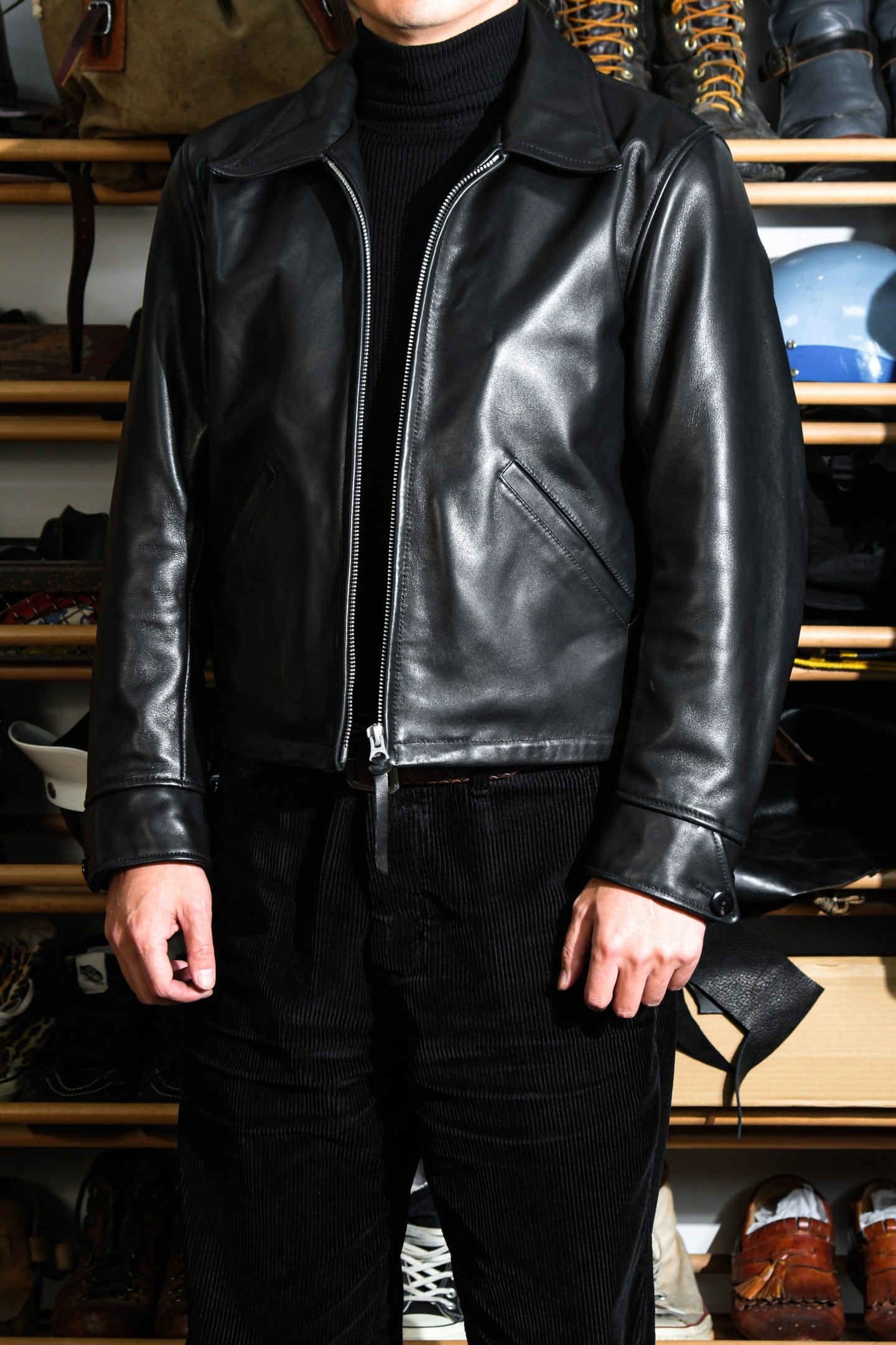 701 ワイドストレート レザージャケット 1930s 黒 ホースハイド