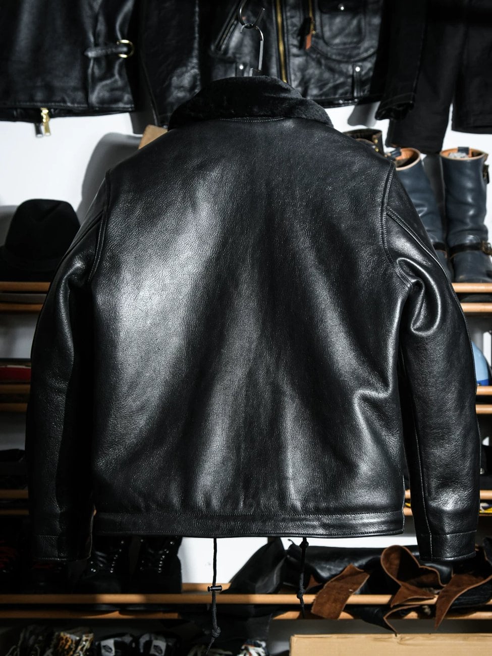 N-1 All-Leather Deck Jacket — Shearling Collar, Sheepskin