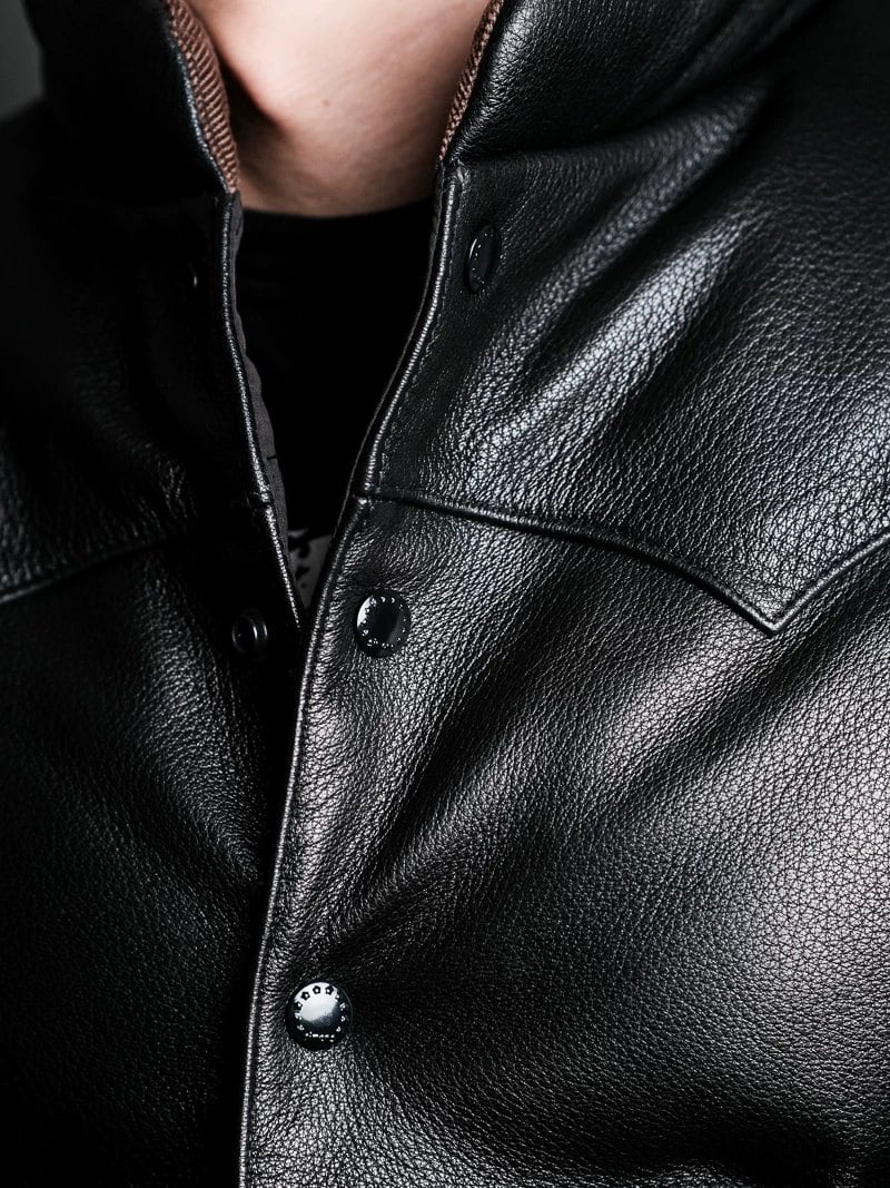 Leather Down Vest — Western Style, Goatskin