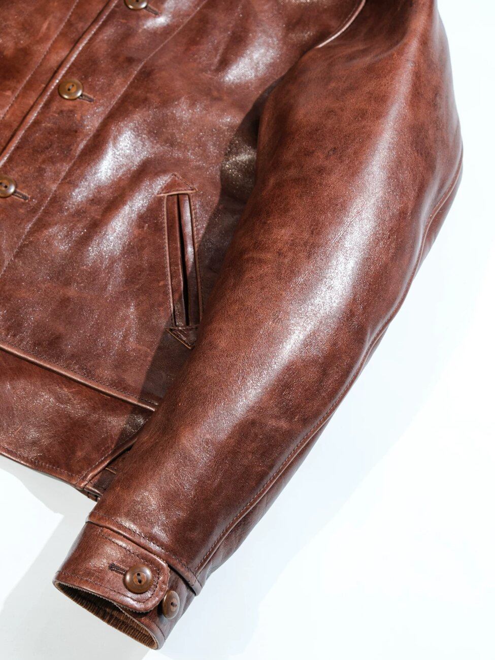 Shawl Collar Cossack Jacket — Light Brown, 1930s Horsehide