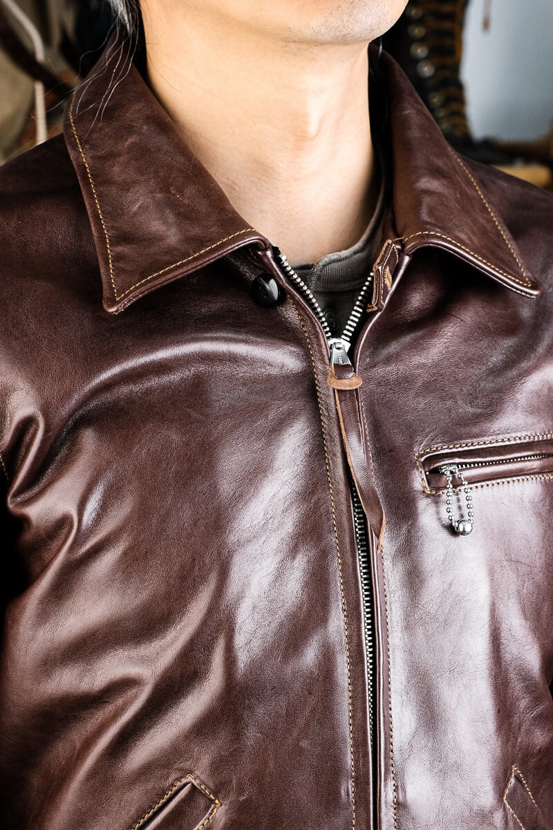 1930s Half-Belt Leather Jacket — Vintage Finish, Horsehide