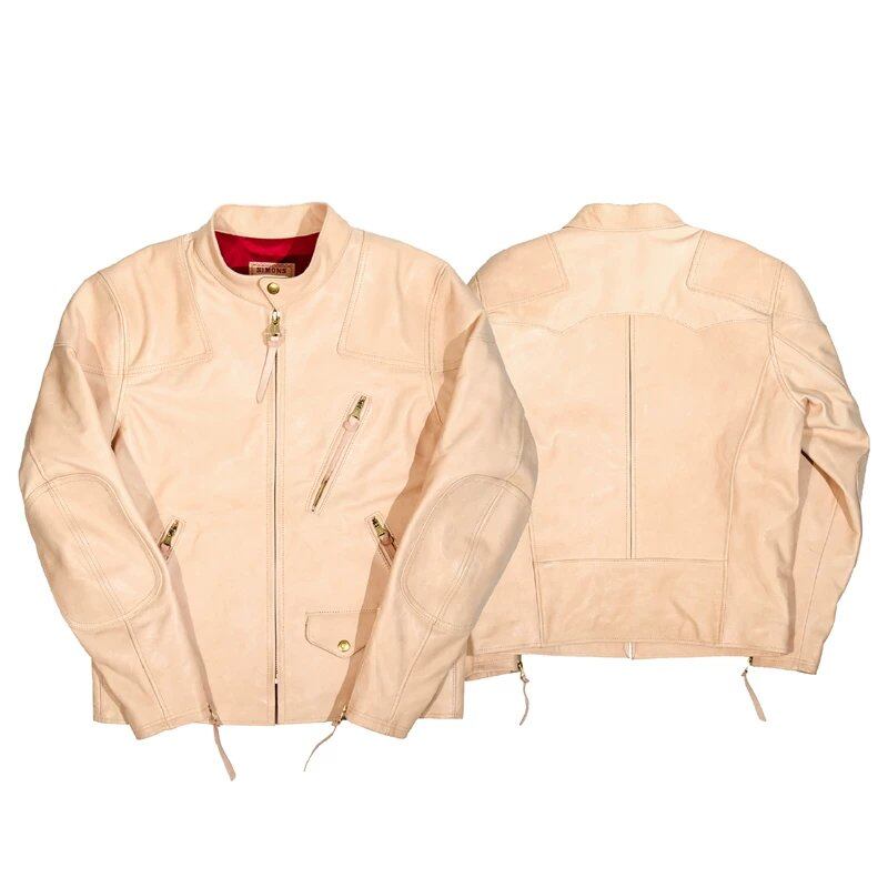 【受注生産】レーシングレザージャケット パデッド ナチュラル ホースハイド