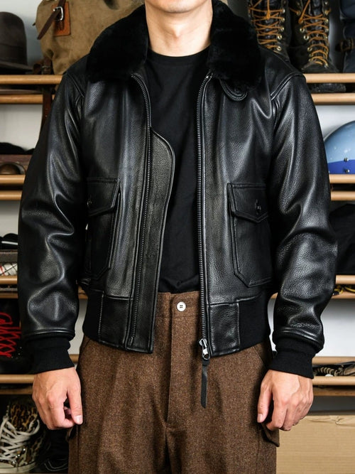 G-1 Flight Jacket — Fur Collar, Tea-Core Goatskin