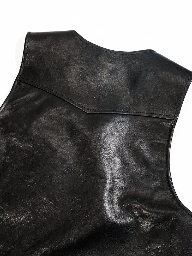 Night Riders Vest — Black, 1940s Horsehide