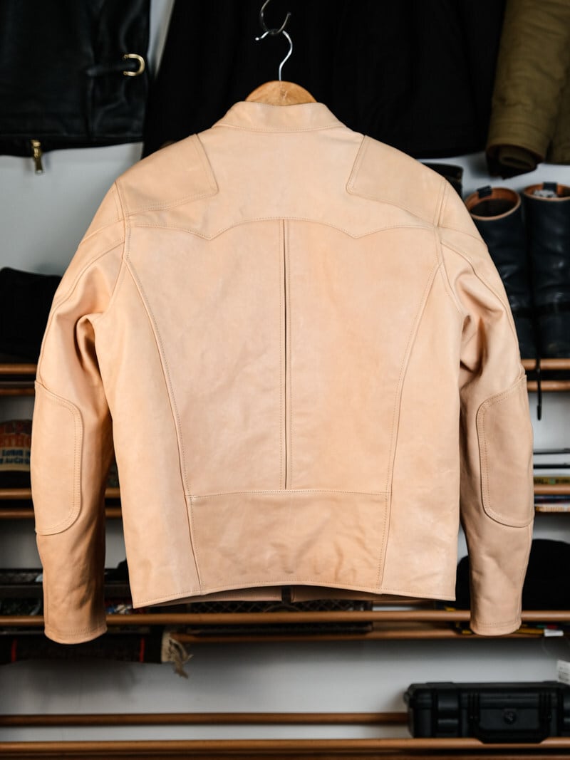 【受注生産】レーシングレザージャケット パデッド ナチュラル ホースハイド