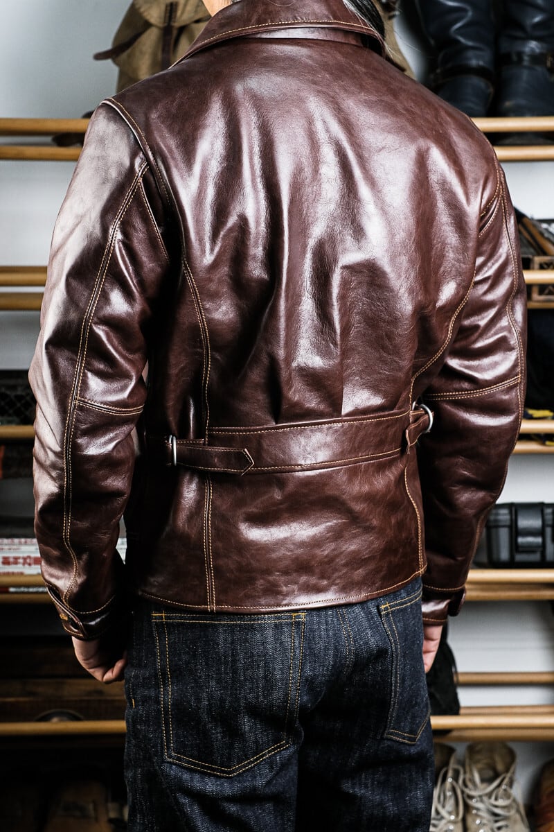 1930s Half-Belt Leather Jacket — Vintage Finish, Horsehide