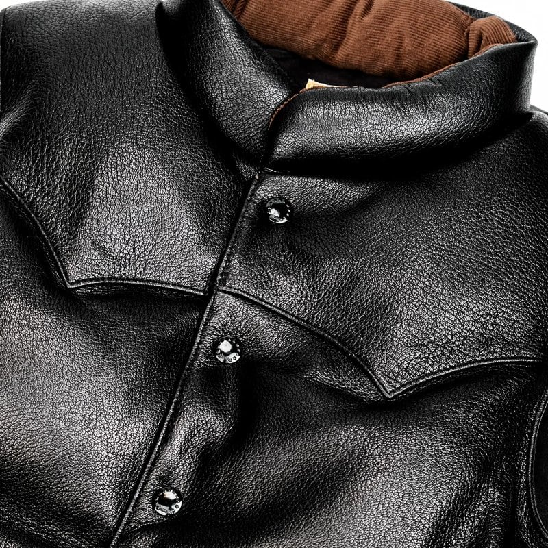 Leather Down Vest — Western Style, Goatskin