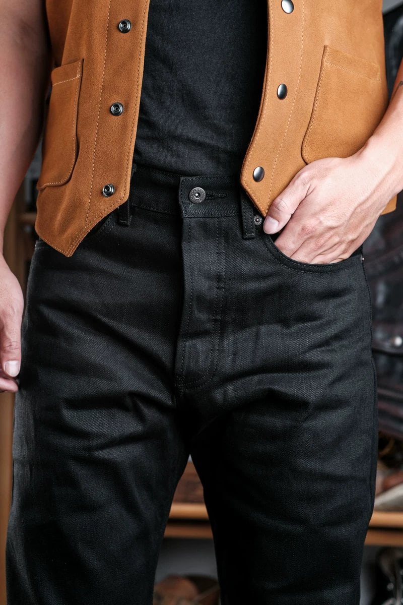 セルビッジデニム 14oz スリムテーパード ブラック デニム