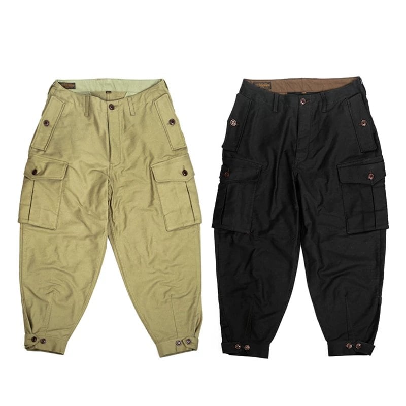 Flight Trousers — Ground Crew, High Waist, Tapered, Khaki Cotton