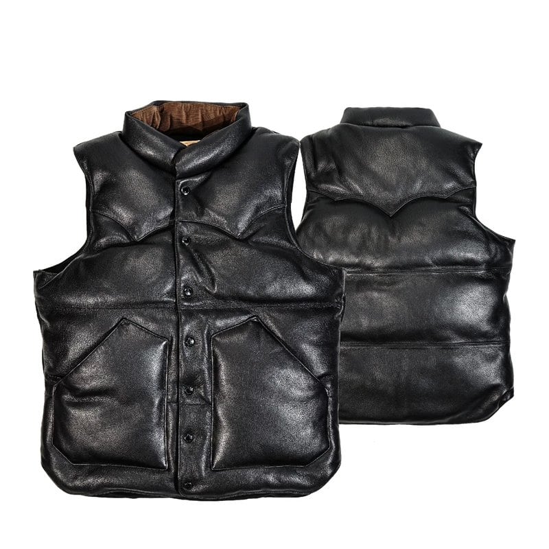 Leather Down Vest — Western Style, Goatskin