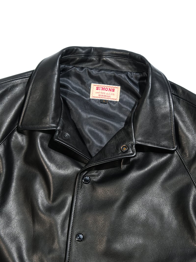 レザーコーチジャケット  黒 1970s 水染ワックス カーフレザー