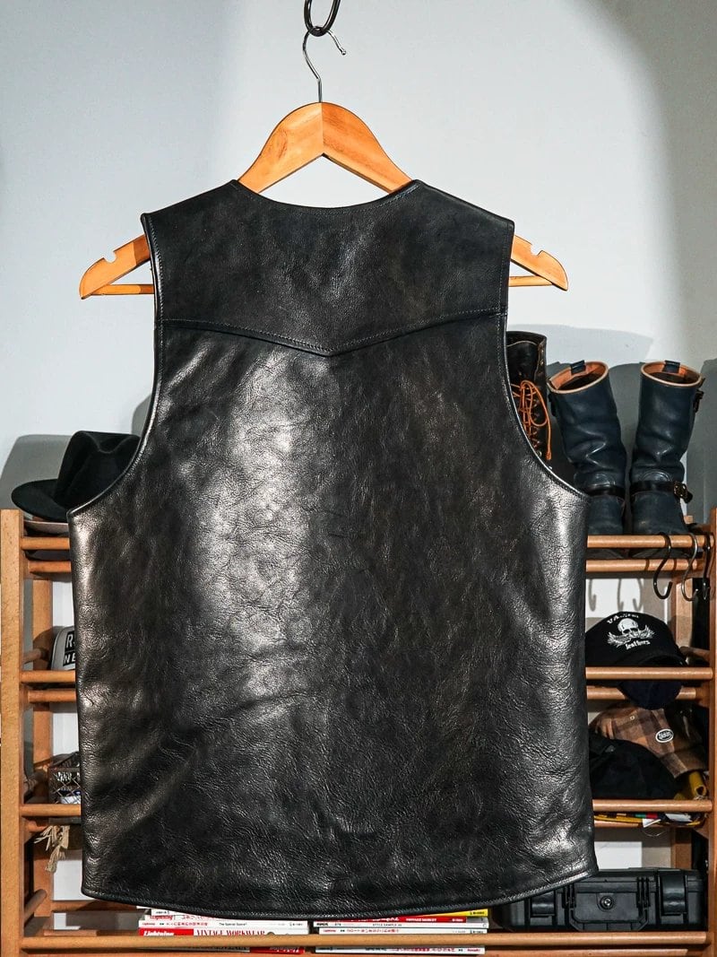 Night Riders Vest — Black, 1940s Horsehide