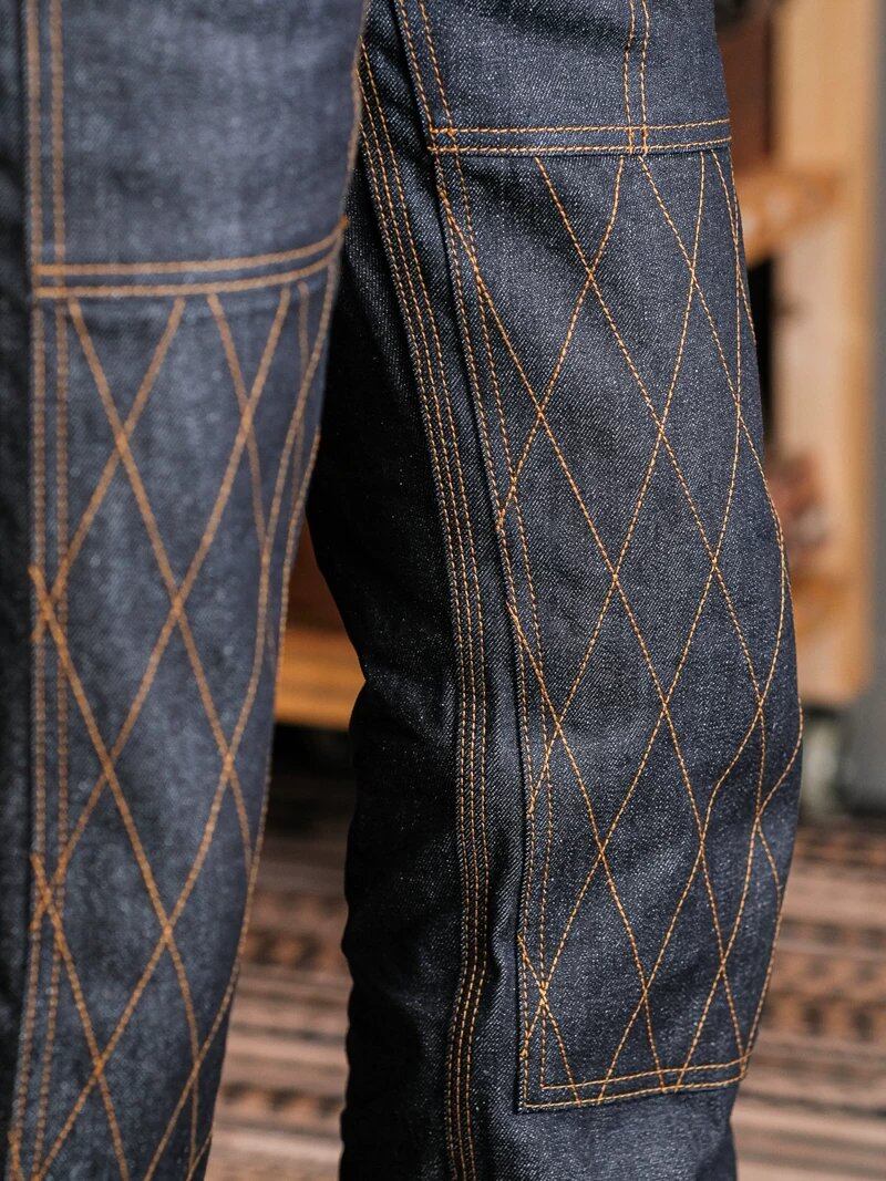 ライディングデニム 14oz ダイヤキルト補強 セルビッジ インディゴ