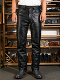 Riders Trousers — Classic Five Pocket, Straight Fit, Black Calfskin