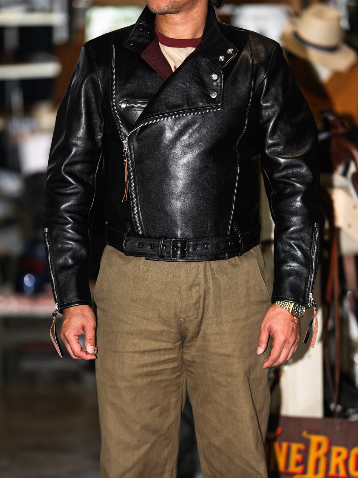 BLACK RIDGE Jacket ウエストシェイプ短丈 茶芯 ホースハイド