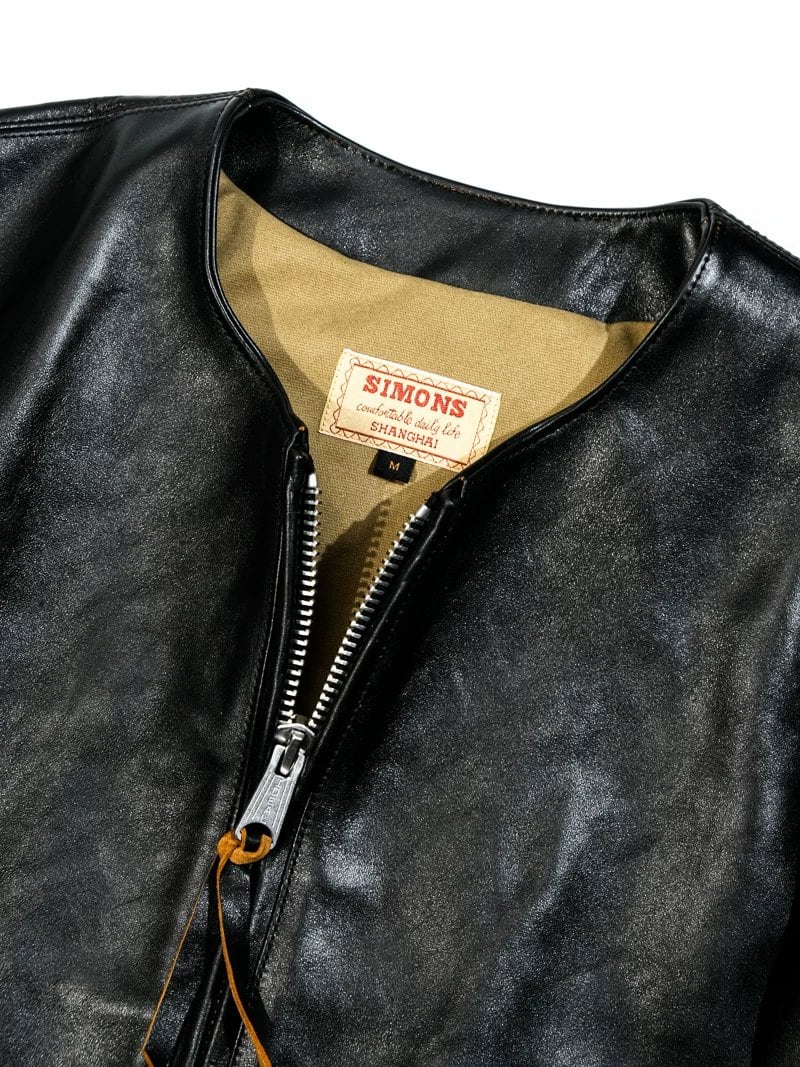 Café Racer Crew Neck — Tea-Core, 1960s Horsehide