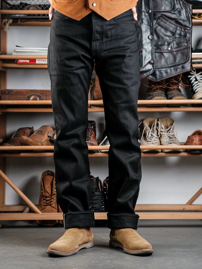 セルビッジデニム 14oz スリムテーパード ブラック デニム