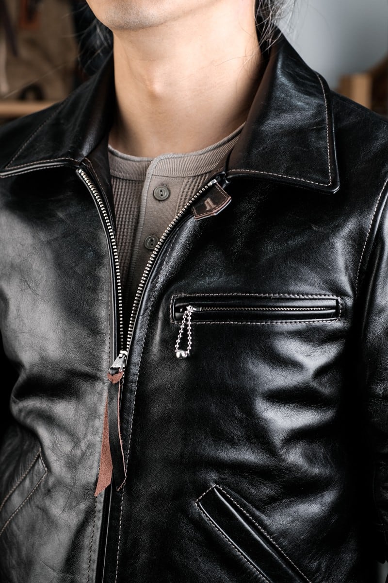 1930s Half-Belt Leather Jacket — Vintage Finish, Horsehide