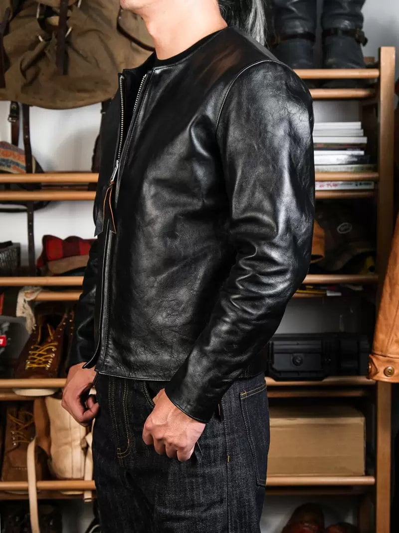 Café Racer Crew Neck — Tea-Core, 1960s Horsehide