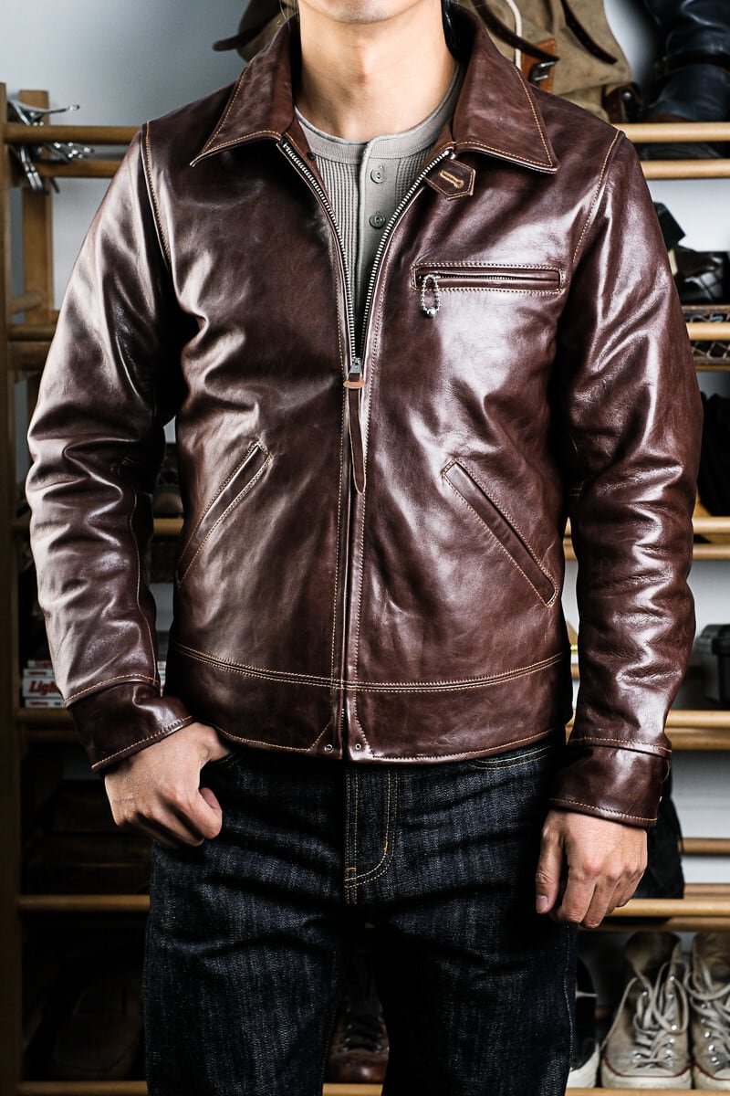 1930s Half-Belt Leather Jacket — Vintage Finish, Horsehide