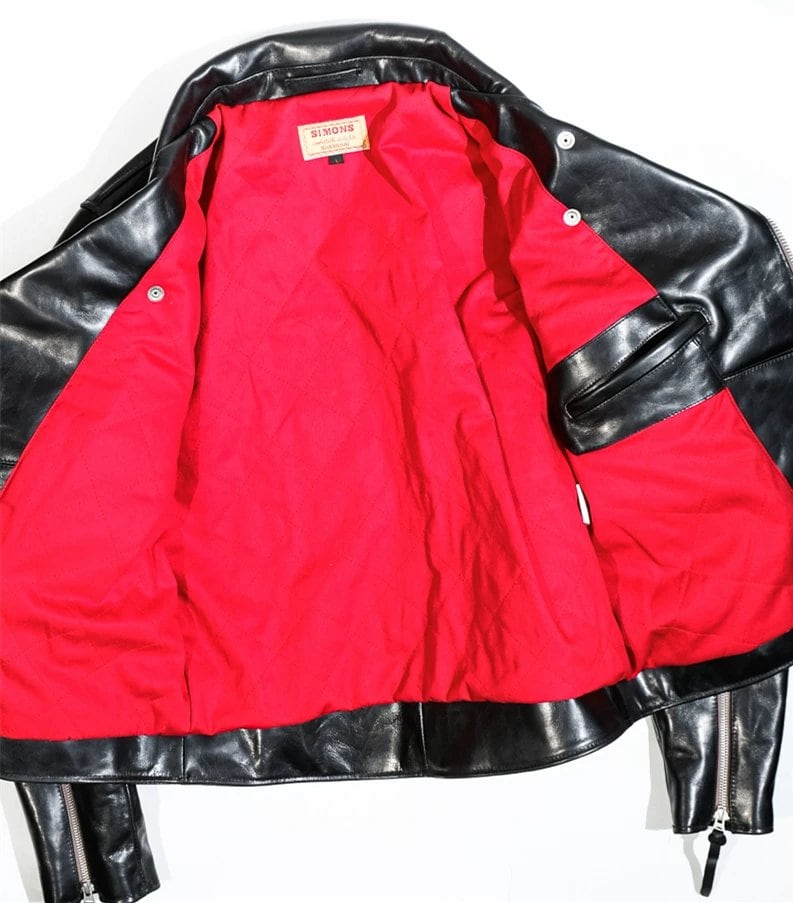 391 British-Style Riders Leather Jacket — Asymmetric Zip, Oil-Wax Cowhide