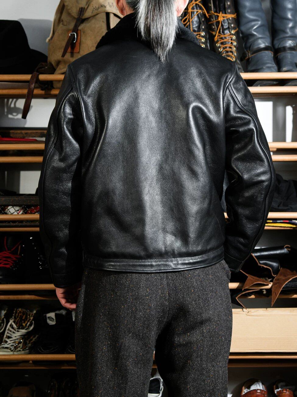N-1 All-Leather Deck Jacket — Shearling Collar, Sheepskin