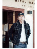 Suede Trucker Jacket — Third Type, Black, 1960s Cowhide