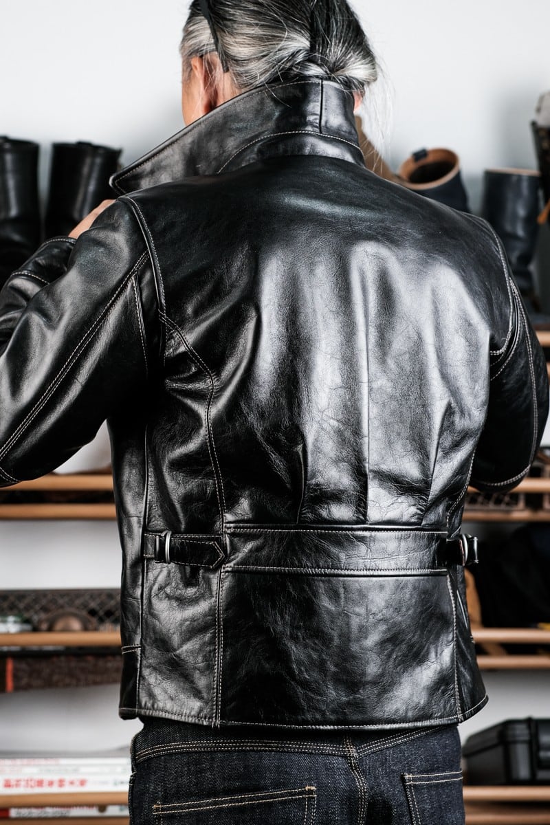 1930s Half-Belt Leather Jacket — Vintage Finish, Horsehide