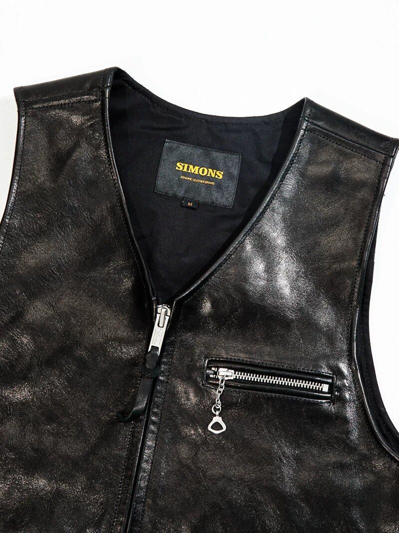 Night Riders Vest — Black, 1940s Horsehide