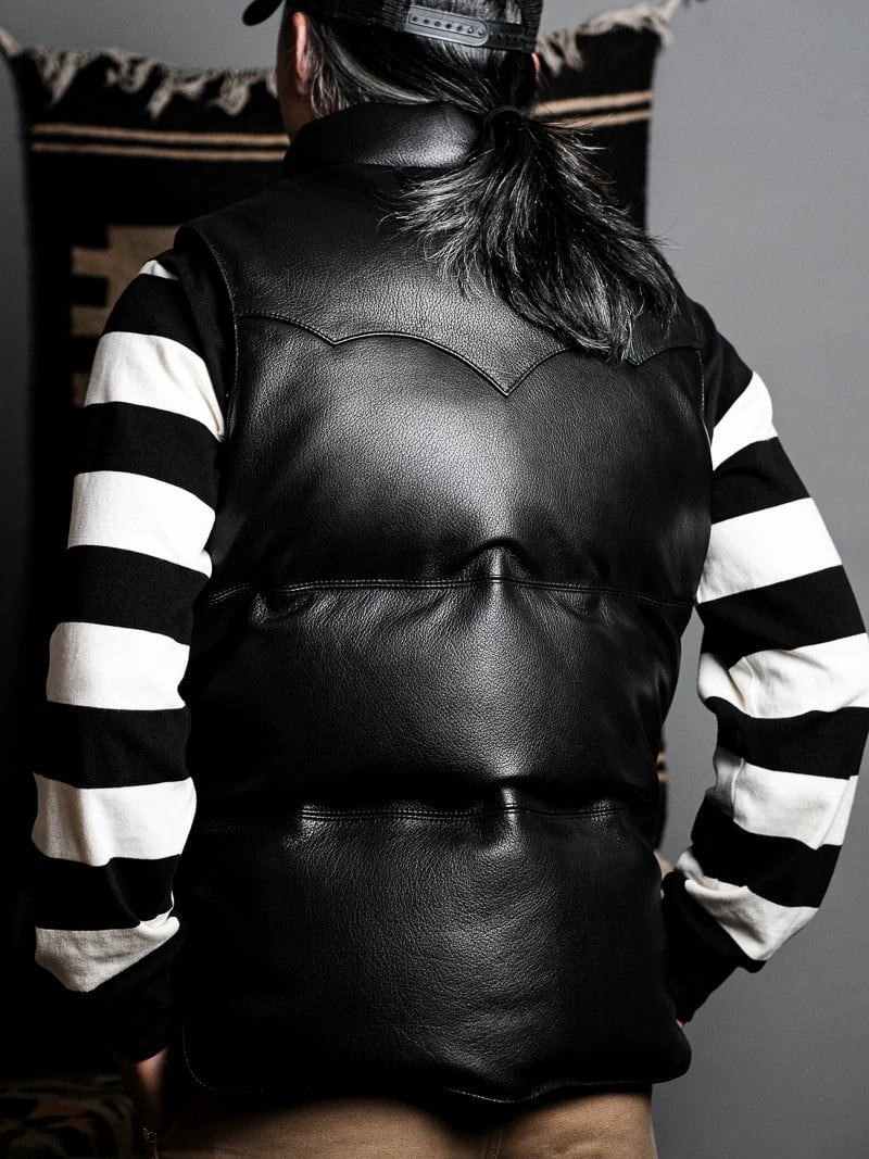 Leather Down Vest — Western Style, Goatskin
