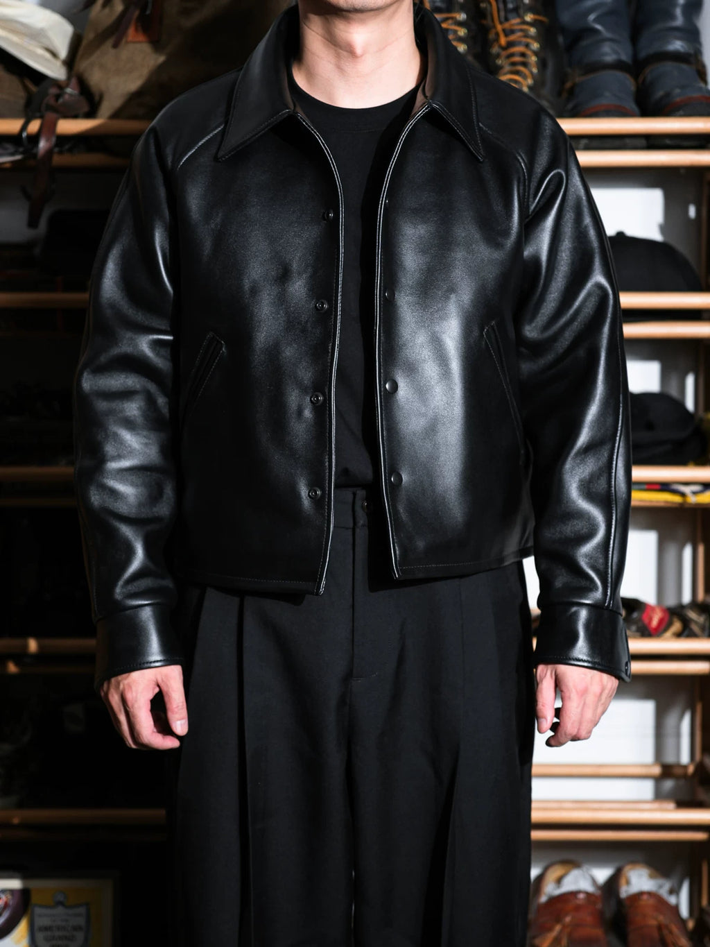CAMDEN Leather Coach Jacket, Short and Wide, Thick French Sheepskin