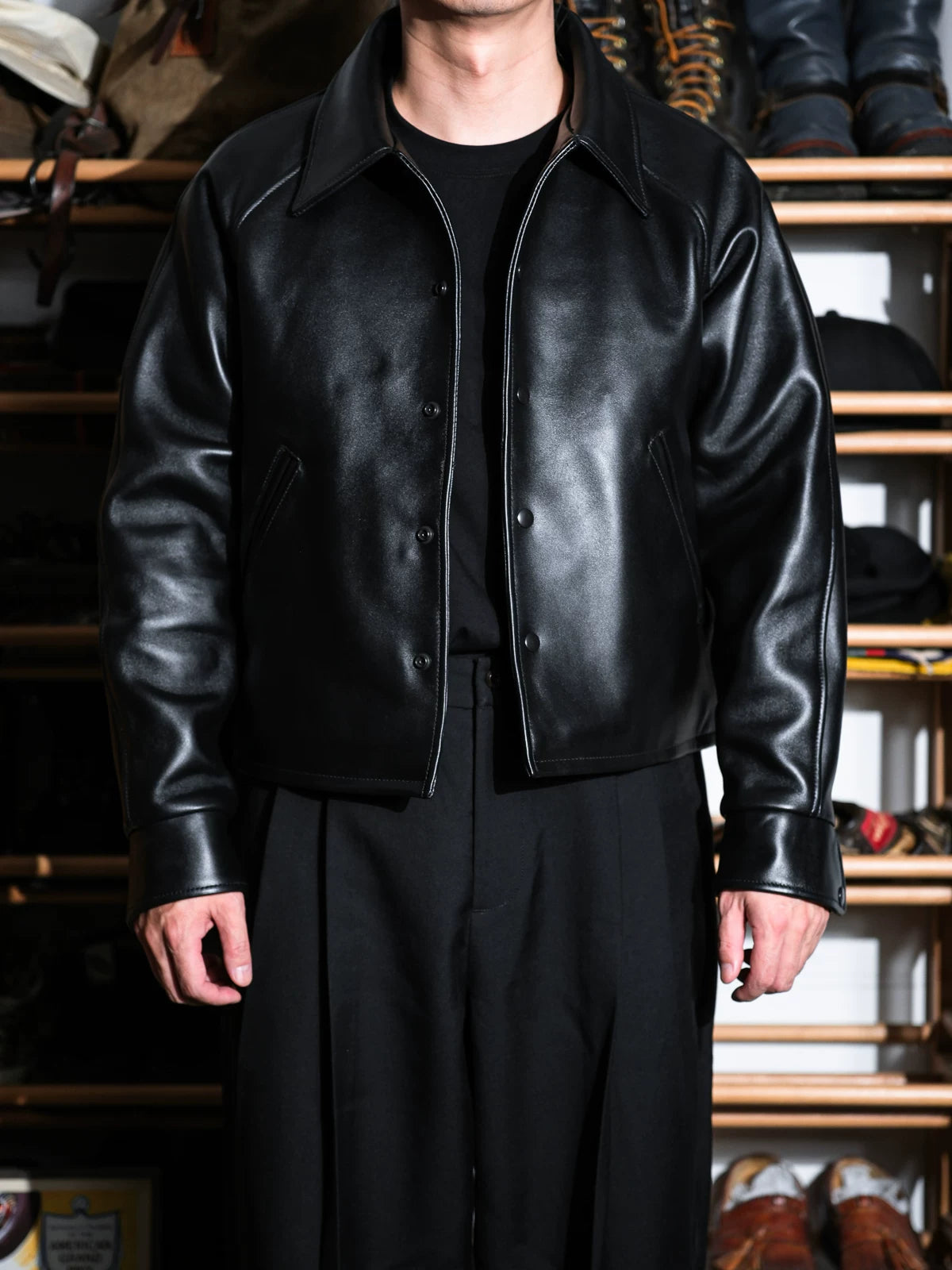 CAMDEN Leather Coach Jacket, Short and Wide, Thick French Sheepskin